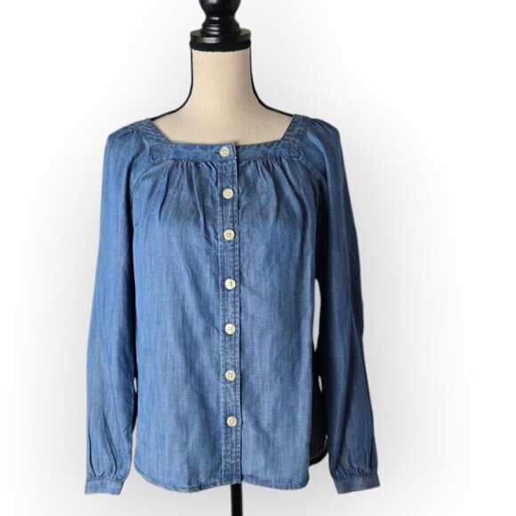 Talbots Chambray Button-Front Blouse – XS – NWT - Picture 2 of 8